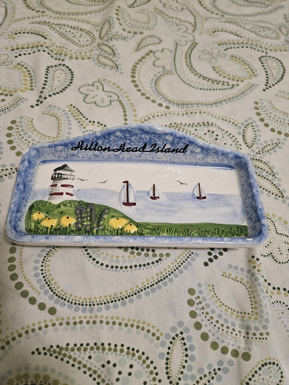 Hilton Head Island Hand-Painted Ceramic Tray - Blue, Green, Yellow